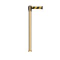 Montour Line Retractable Belt Fixed Stanchion, 2ft Pol.Brass Post  7.5ft Blk/Ye MX530F-PB-BYD-75